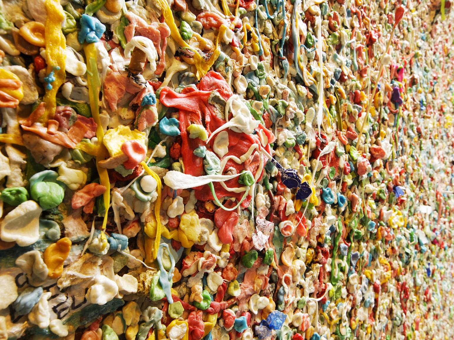 The famous bubble gum wall in Post Alley near the Pike Place Market in Seattle.