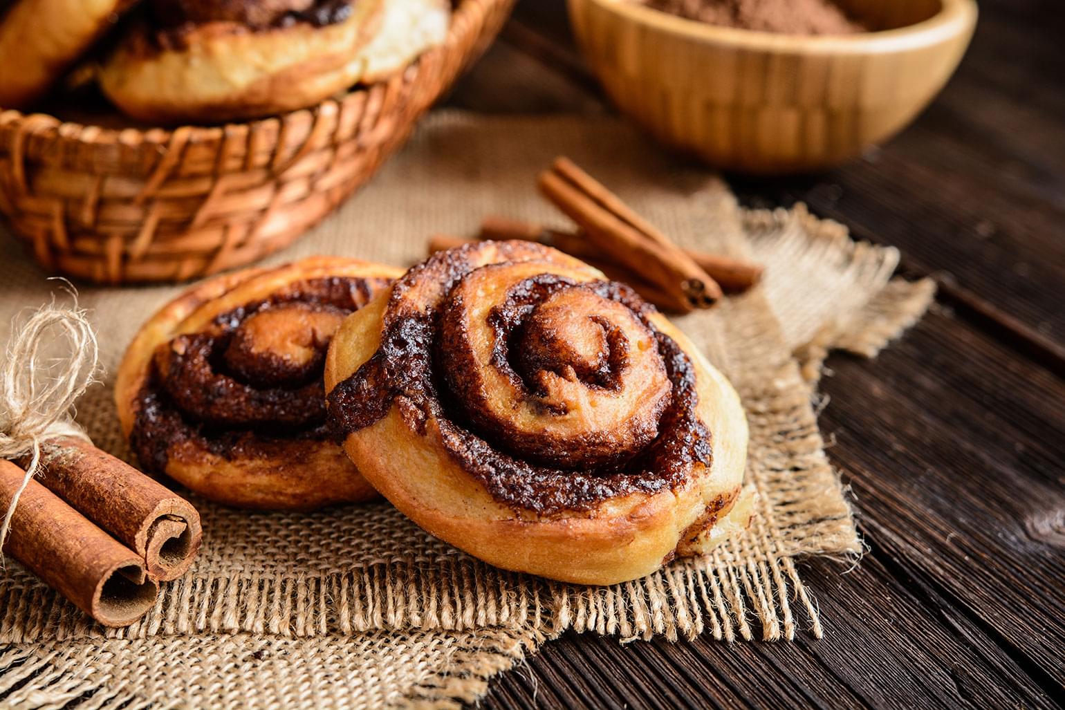 Sweet rolls with cinnamon and cocoa and coffee at Seattle's Bakery Nouveau.