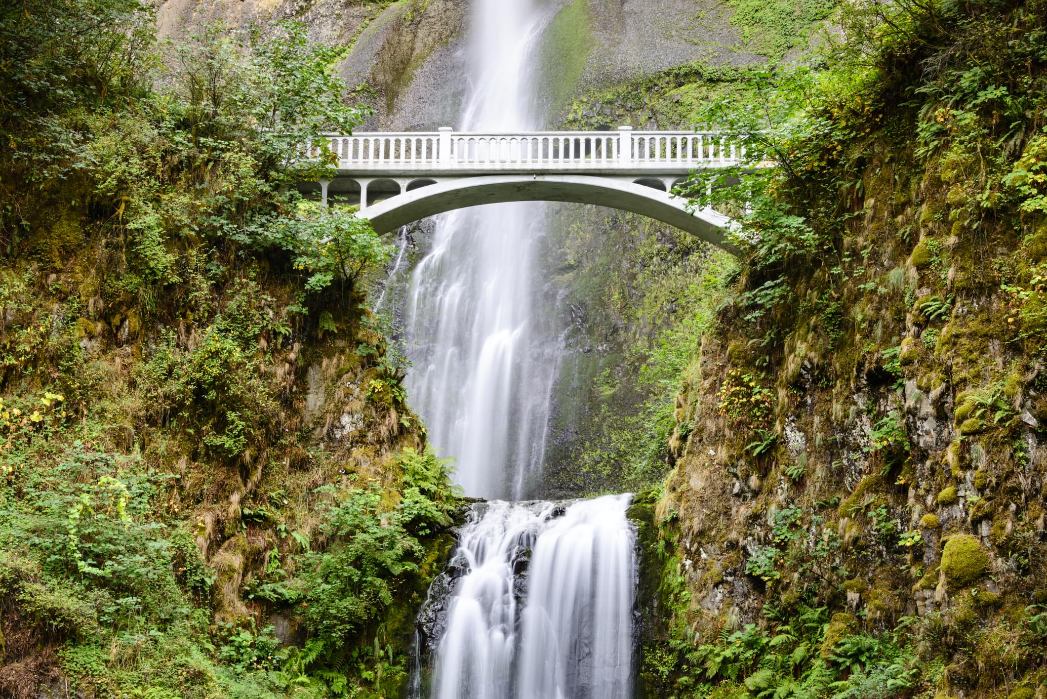 Multnomah Falls viewed from the Columbia River Highway