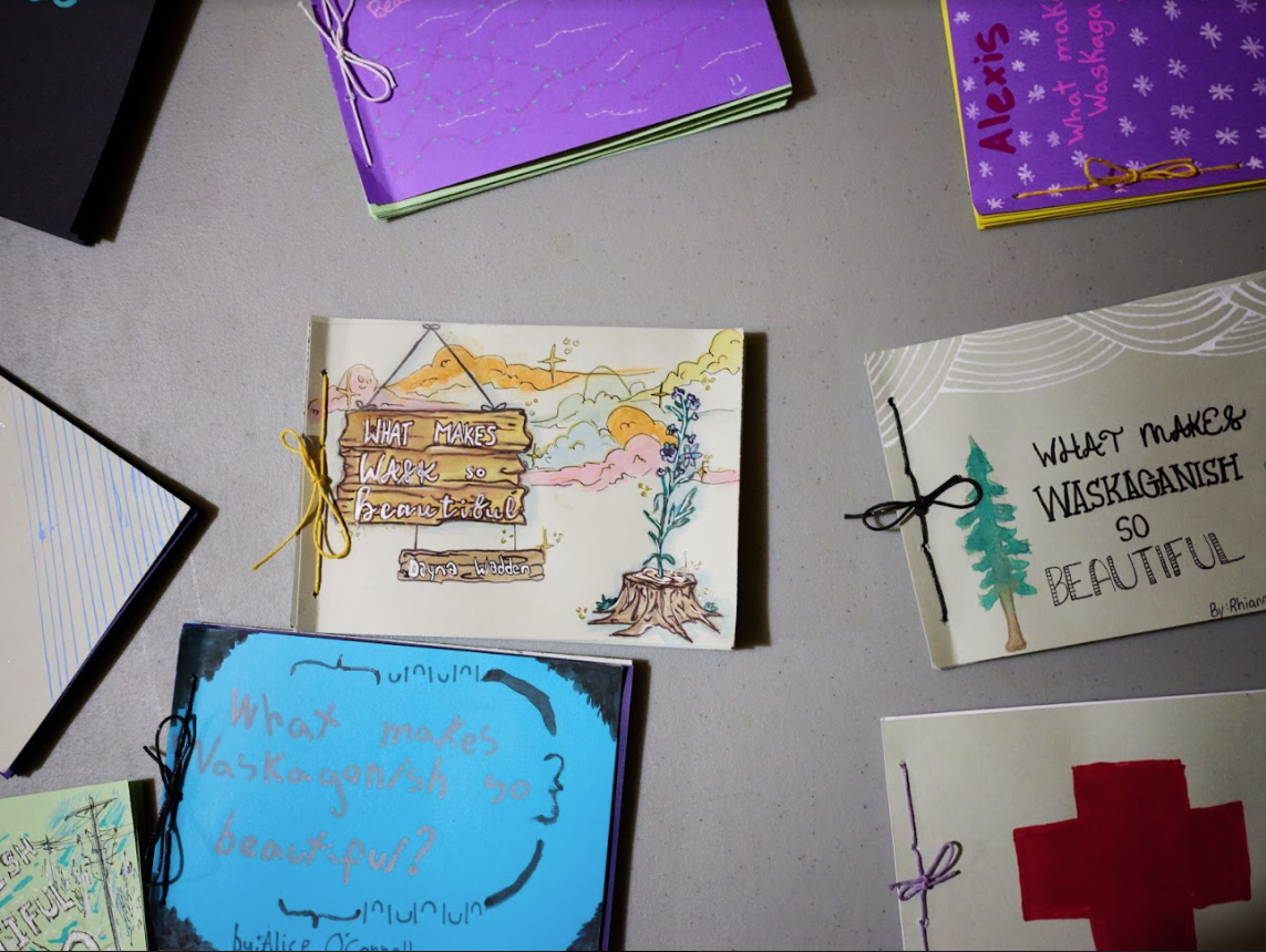 Booklets and art derived from the Miyupimaatisiiun theme for the program launched by the Cree School Board.