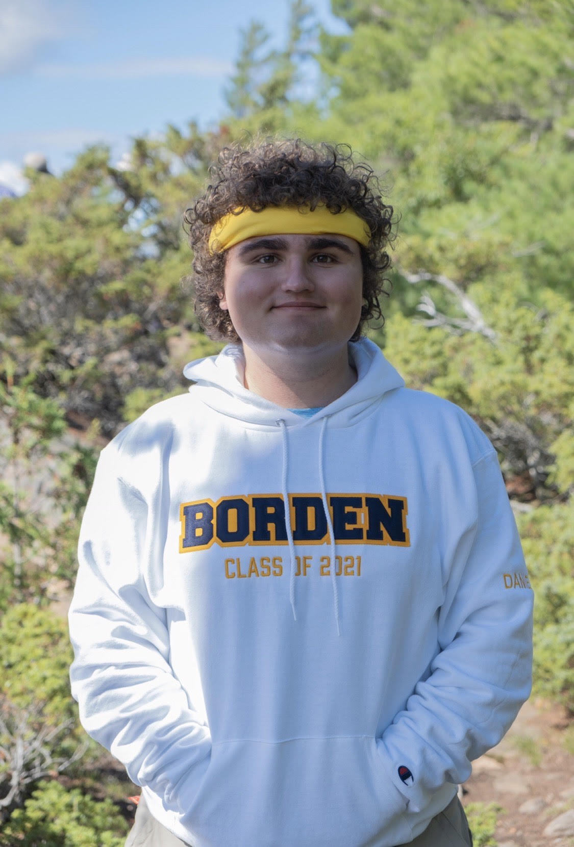 Take a Stand 2021 award winner Daniel Bersyniow wearing a Borden class of 2021