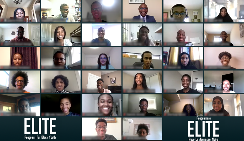 A composite image of some ELITE program participants on a video call. 