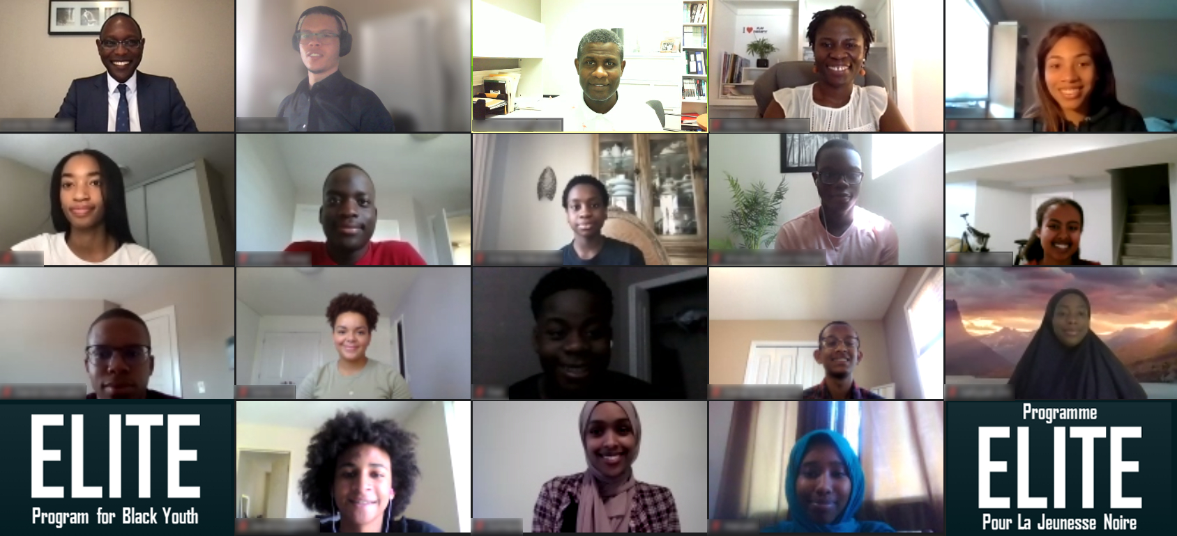 A group photo of ELITE program participants on a video call.