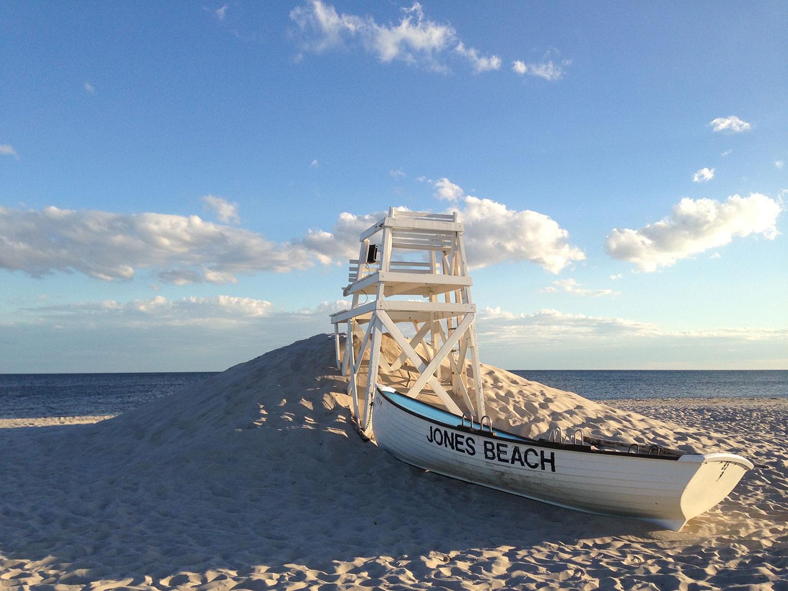 Jones Beach, Long Island, NY, Life Guard Stand and Life Guard Boat.