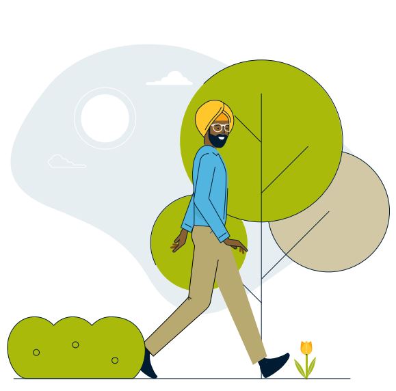 Man with turban walking