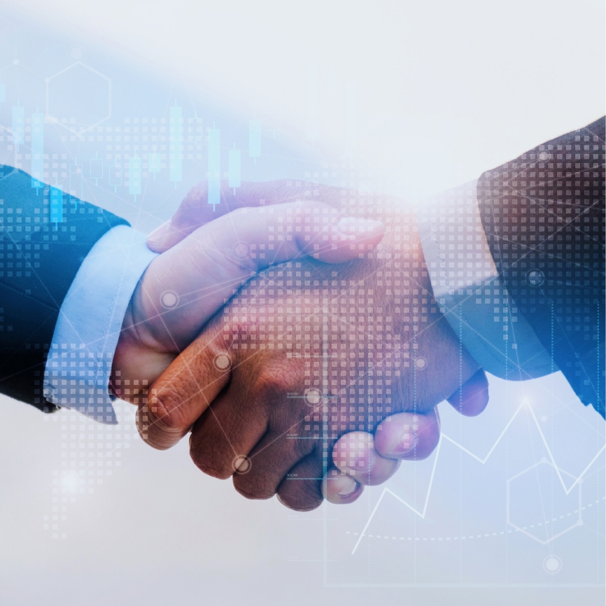 A handshake between two men.