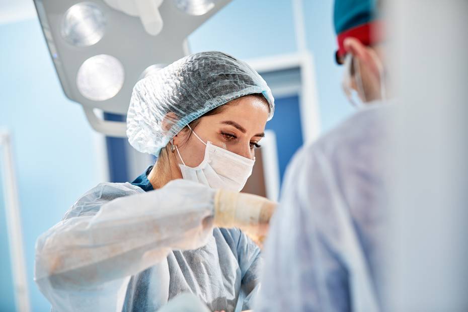Image showing a plastic surgeon at work in the operating room