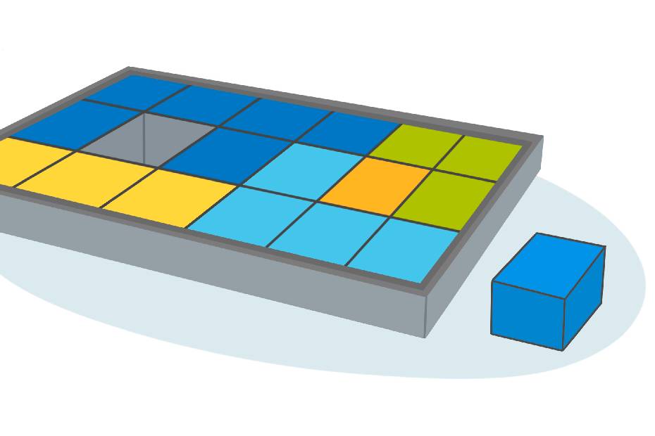 An illustration shows a series of colored blocks.