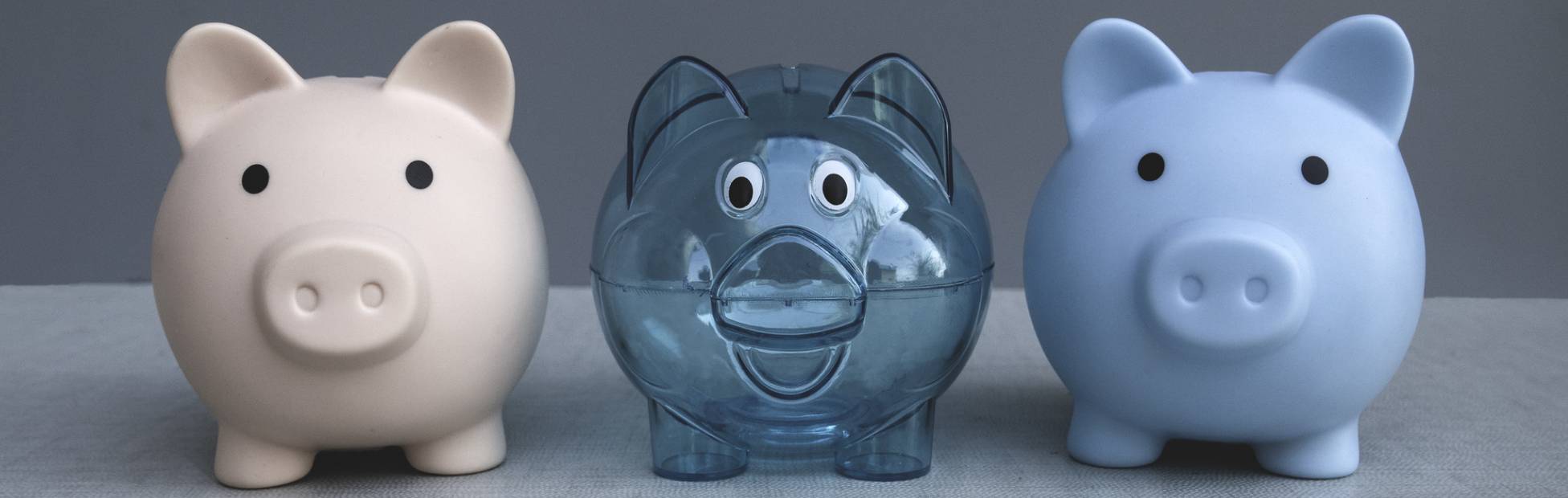An image of 3 piggy banks in different style and color.