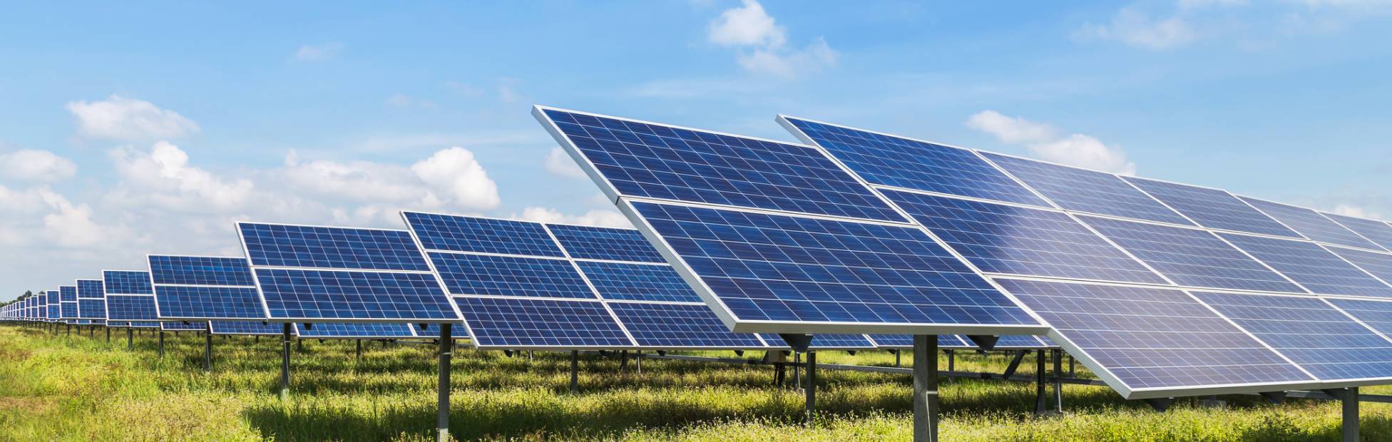 A solar farm located in a field