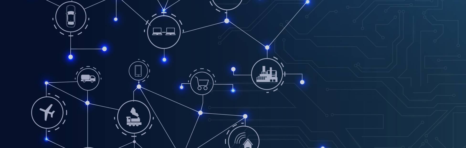 An illustration of interconnected global supply chains showing multiple sectors and industries