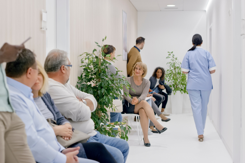 A picture of patients waiting in the clinic waiting room