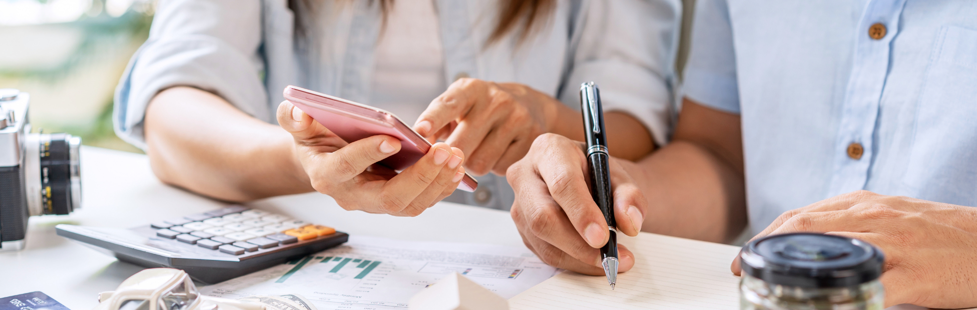 Young couple is planning and managing home expenses