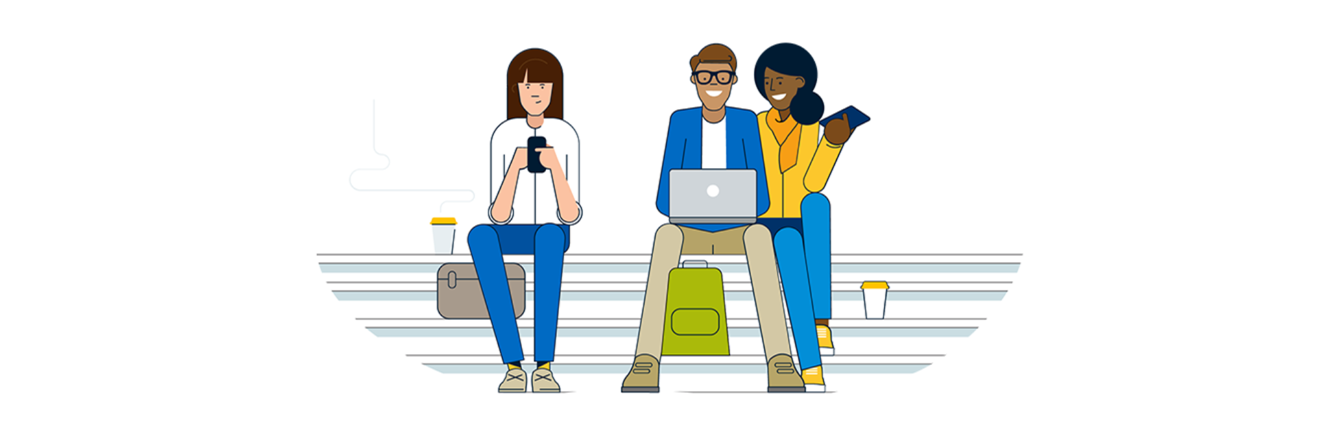 Friends sitting together on a laptop