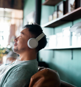 Man listening to music with his headphones