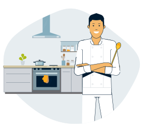 Illustration of chef cooking