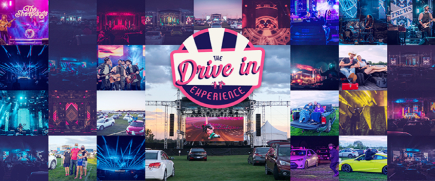 A collage of drive-in movies scenes at the RBC Festival Field at Wesley Clover Parks, Ottawa