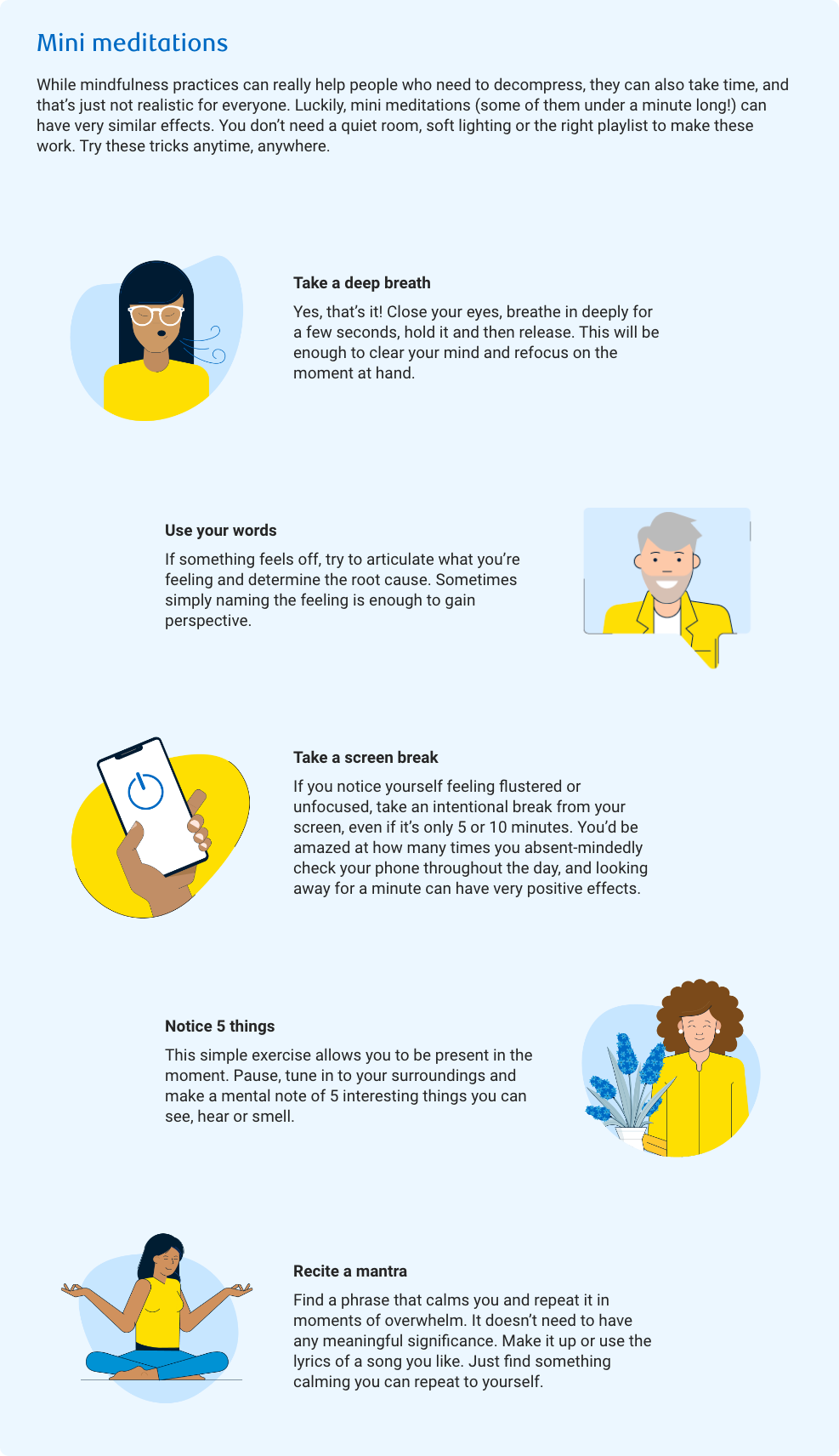 A infographic visual of feel well tips.