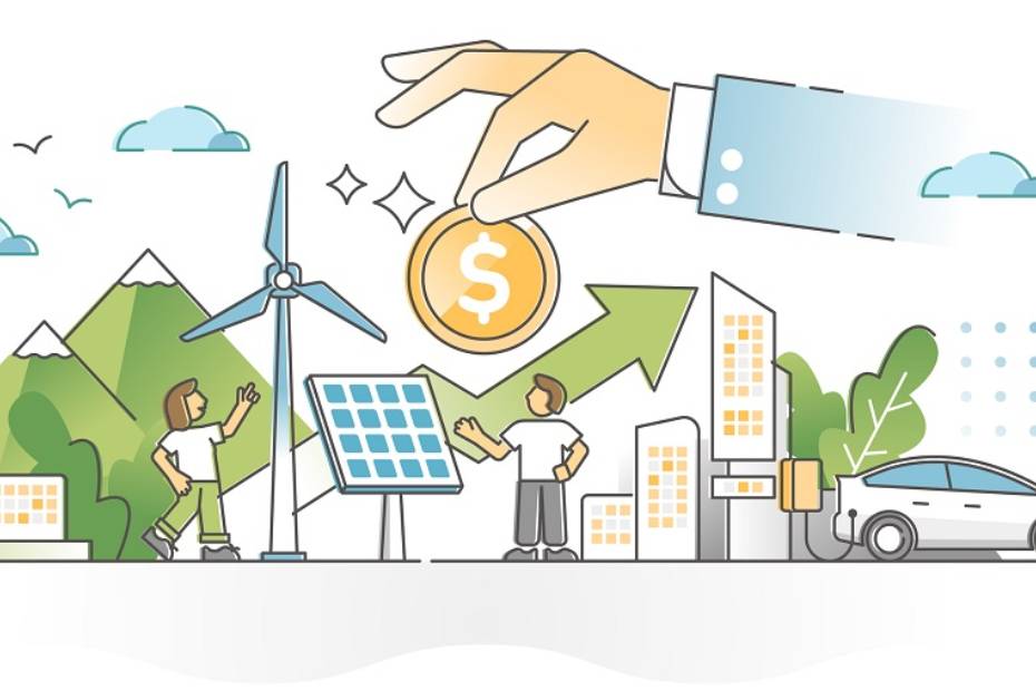 An illustration depicting various responsible investing concepts.