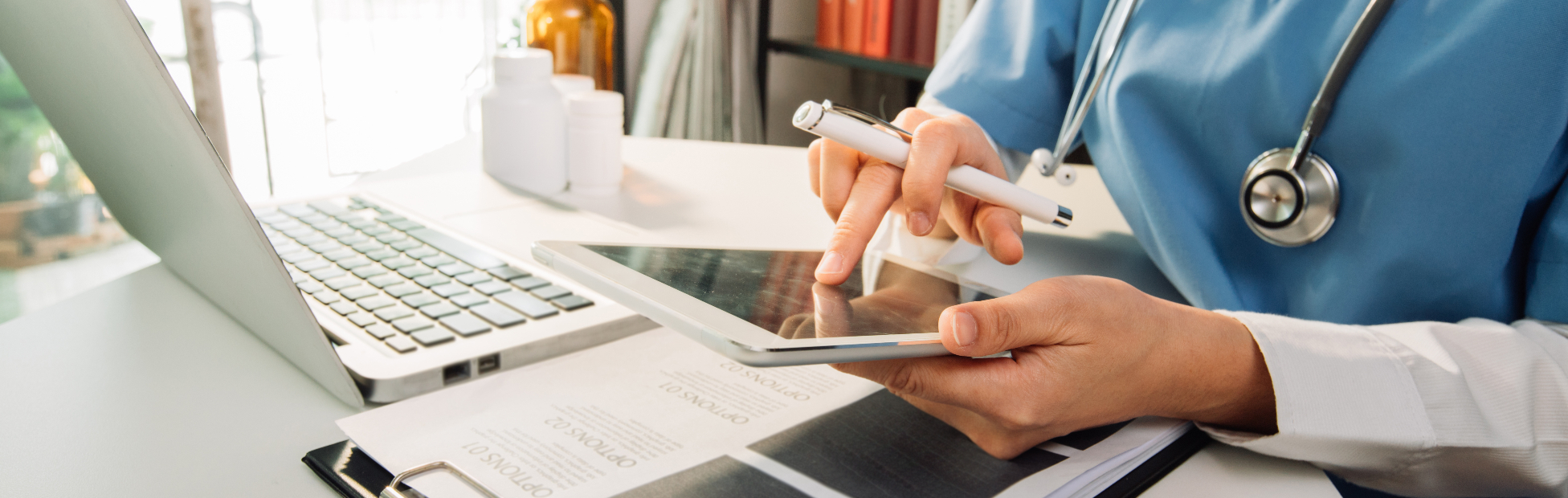 Person working on a tablet
