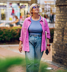 A woman walking at the mall