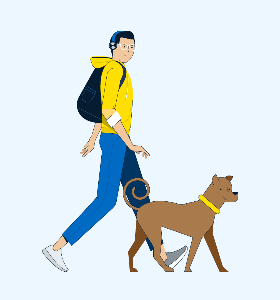A man with a dog