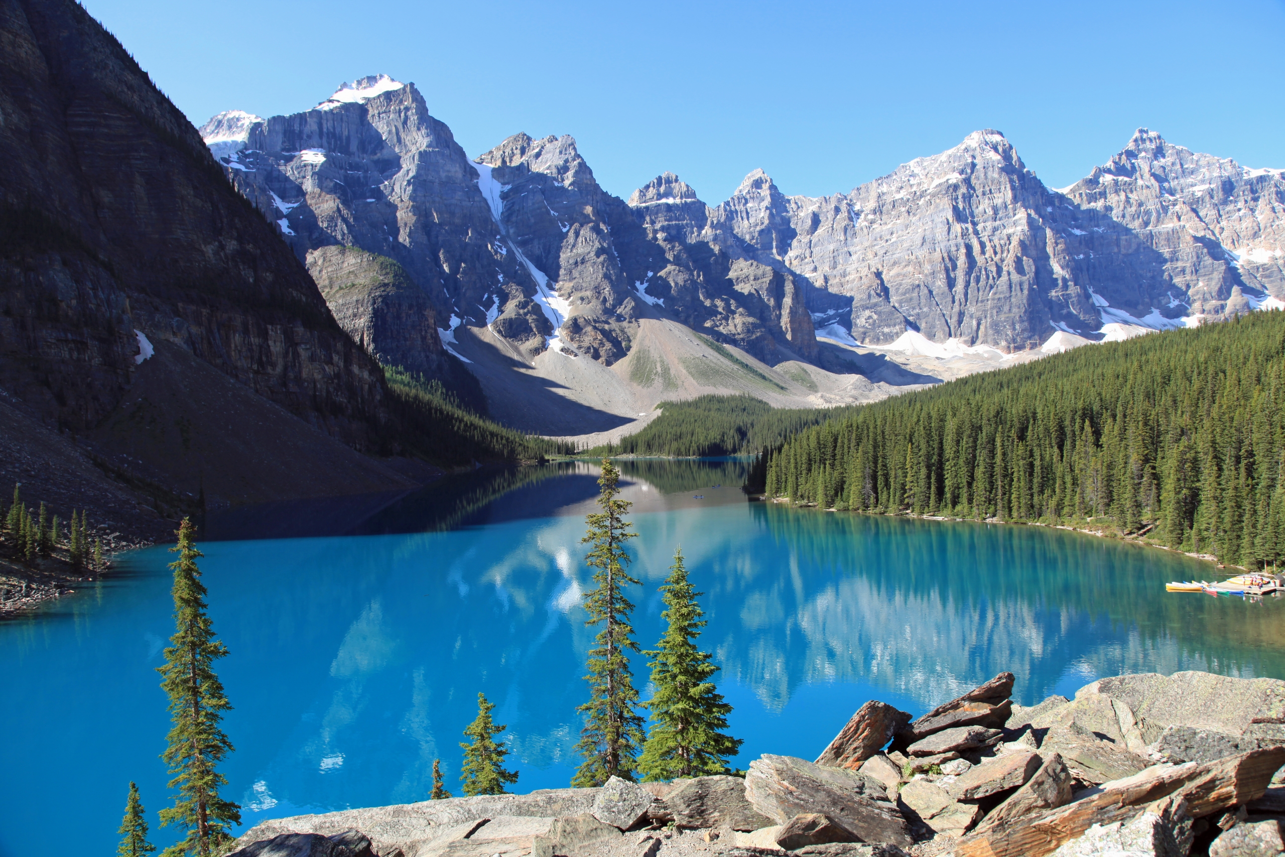 Moraine Lake in Banff National Park, Alberta, Canada as seen from a hiking trail